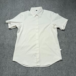 Lululemon Shirt Mens Medium White Airing Easy Short Sleeve Button